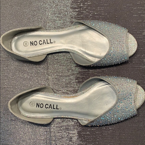 Silver Glitter & Rhinestone Sparkly Flats - Picture 2 of 6